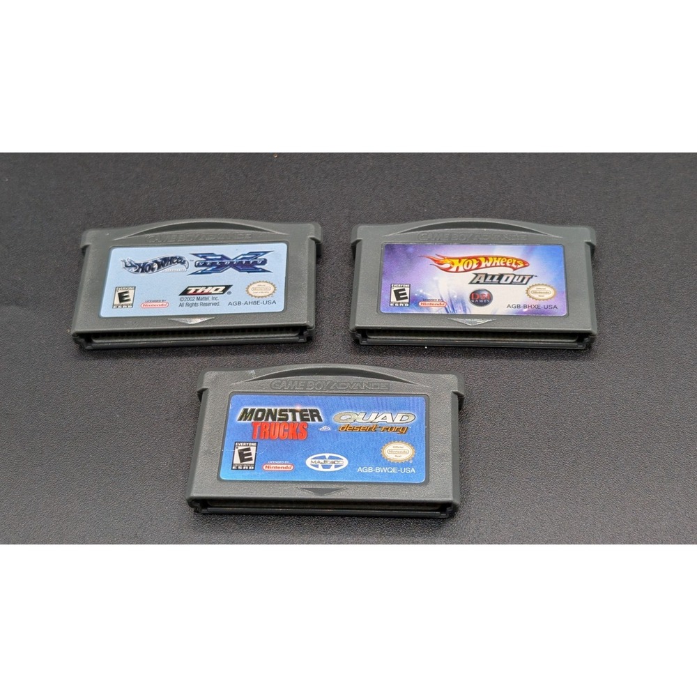 Nintendo GameBoy Advance Game Lot Of 3 (Hot Wheels, Quad, Monster Trucks)